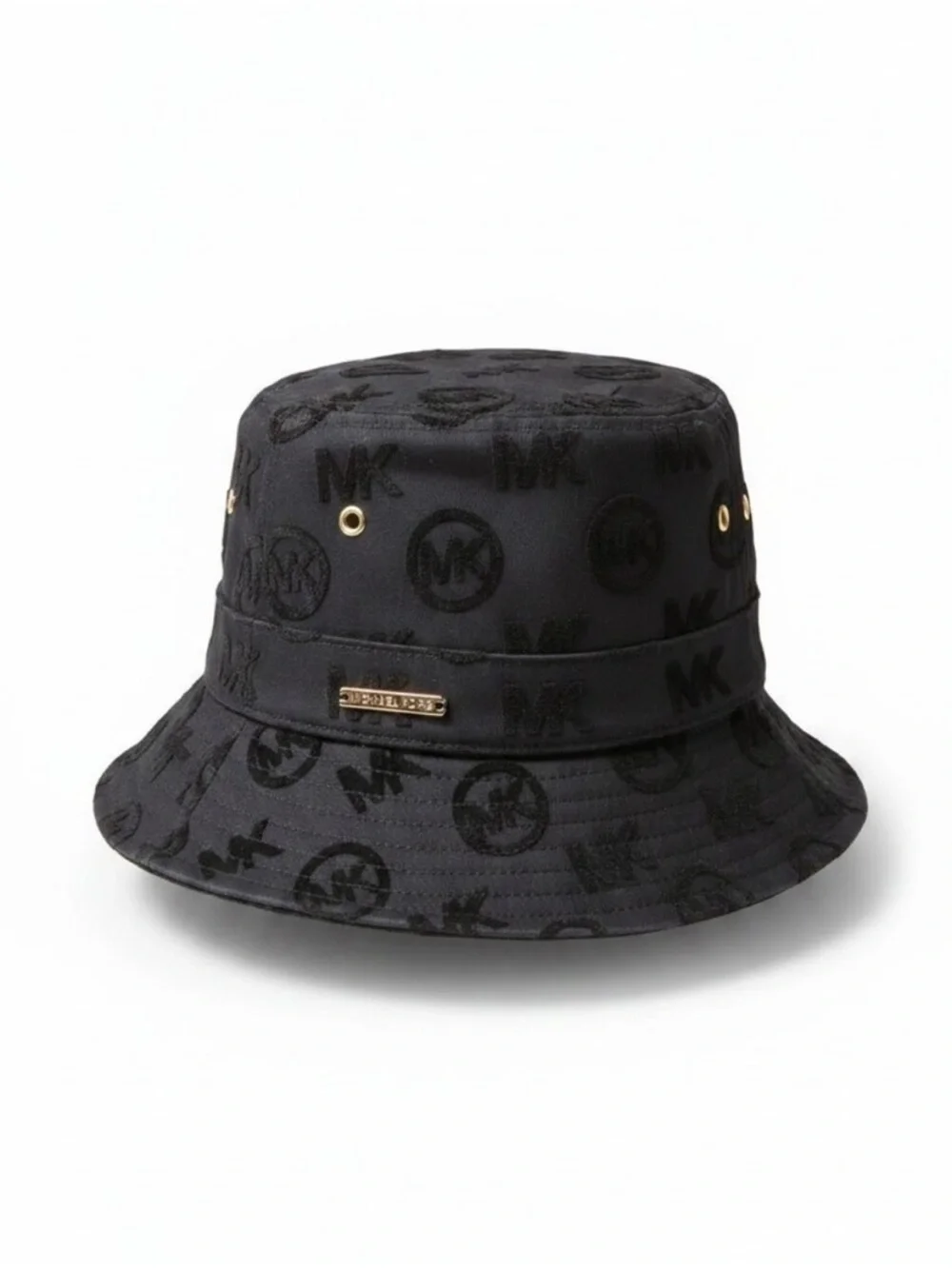 Michael Kors Logo Embossed Stretch Cotton Bucket Hat in Black NWT